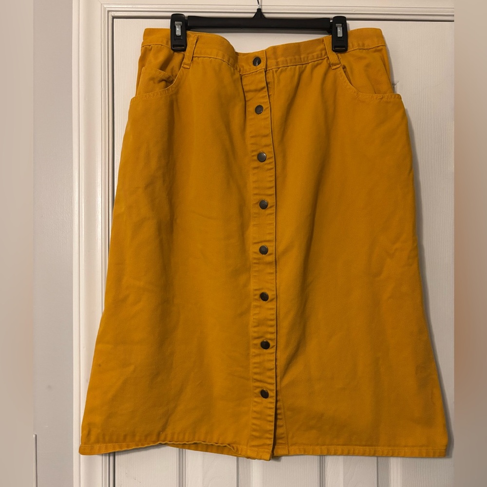 Vintage mustard denim skirt with button details